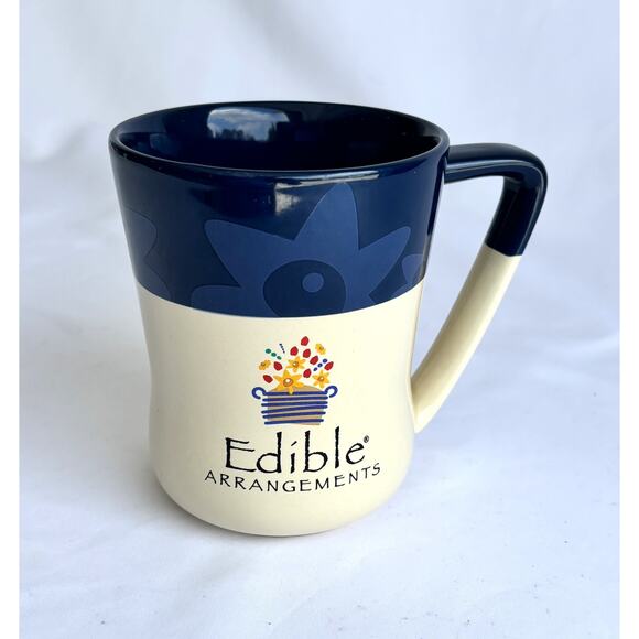 Edible Arrangements Ceramic Coffee Mug Navy Blue/Cream 16 oz - Picture 8 of 8